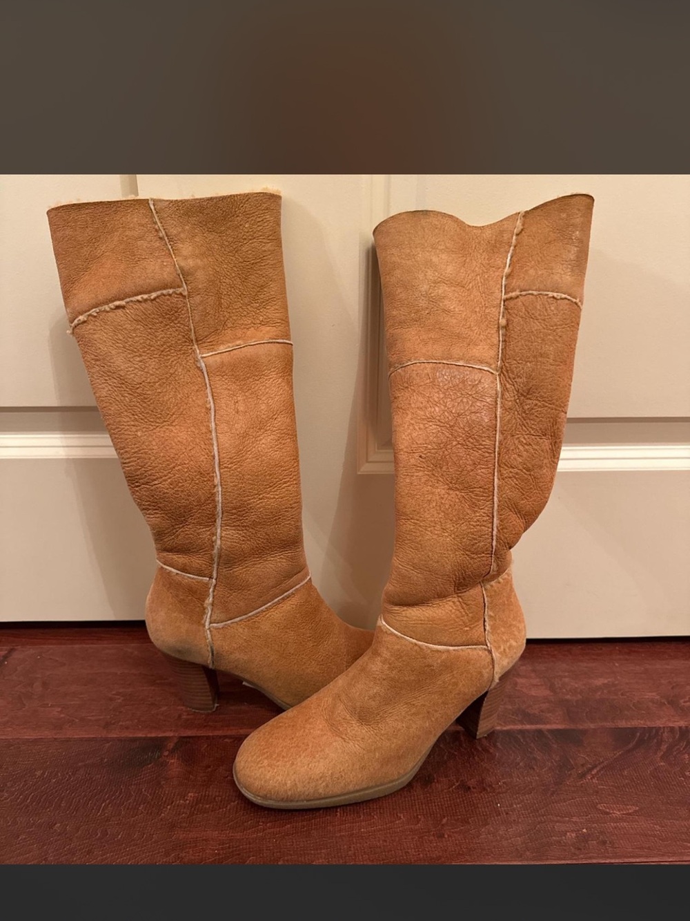 Frye Women’s Knee-High Suede Boots in Tan/Cognac - Picture 2 of 3